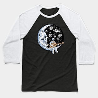 Astronaut playing guitar on skull moon Baseball T-Shirt